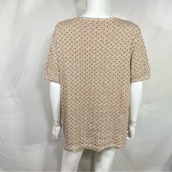 St.John’s Bay Floral Earth-tone Women’s Short Sleeve Hensley Top - Picture 3 of 6